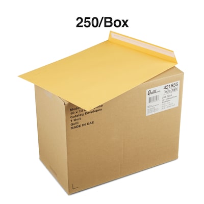 Quill Brand® Easy Close Catalog Envelope, 10" x 13", Brown Kraft, 250/Box (PS101328B)