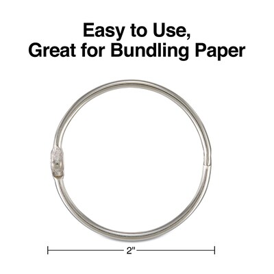 Staples Book Rings, 2", Silver, 50/Pack (44419)