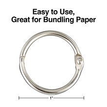 Staples Book Rings, 1, Silver, 100/Pack (44418)