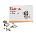Staples Magnetic Bulldog Clips, 1.25W, Metallic, 18/Pack (17694)