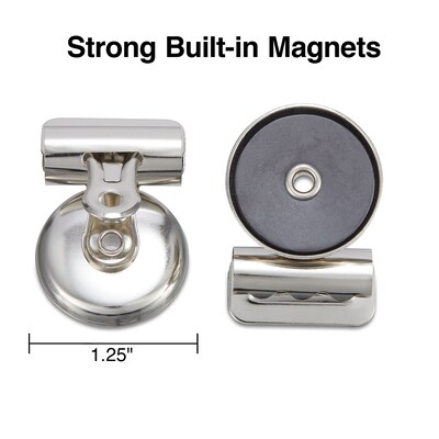 Staples Magnetic Bulldog Clips, 1.25"W, Metallic, 18/Pack (17694)