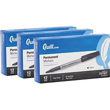 Quill Brand® Permanent Markers, Fine Tip, Black, 36/Pack (CD7787901)