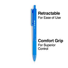 TRU RED™ Ballpoint Gripped Retractable Pen, Medium Point, 1.0mm, Blue, Dozen (TR59162)