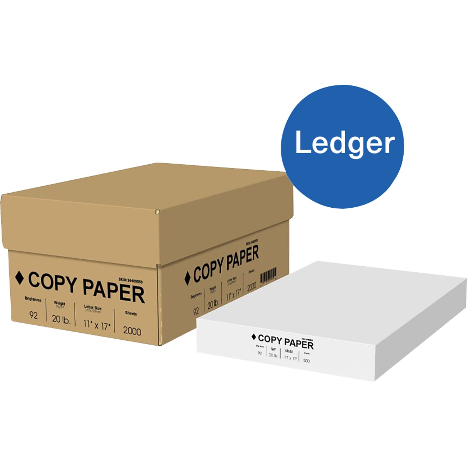 11 x 17 Copy Paper, 20 lbs, 92 Brightness, 500 Sheets/Ream, 4 Reams/Carton (4074)