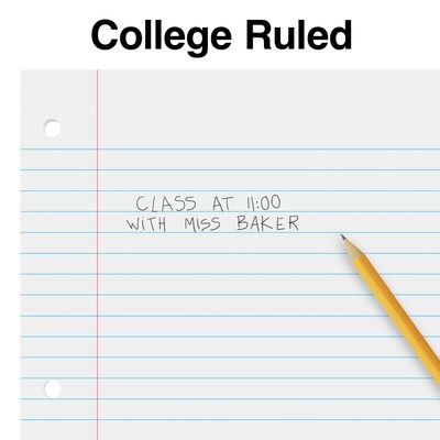TRU RED™ College Ruled Filler Paper, 8" x 10.5", White, 120 Sheets/Pack, 36 Packs/Carton (TR37427)