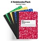 Quill Brand® Marble Composition Notebook, 7.5" x 9.75", College Ruled, 100 Sheets, Assorted Colors, 4/Pack (TR58370)