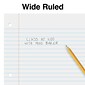 Staples® Wide Ruled Filler Paper, 8" x 10.5", White, 120 Sheets/Pack (ST37426D)