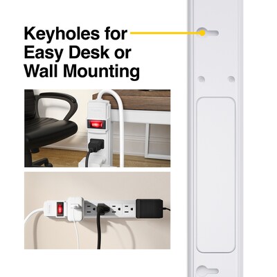 Staples 6-Outlet Power Strip, 6' Cord, White, 3/Pack (42320)