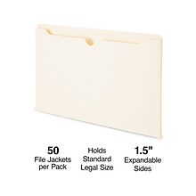 Staples® Reinforced File Jackets, 1.5 Expansion, Legal Size, Manila, 50/Box (TR119255)