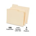 Staples 30% Recycled File Folders, 1/3-Cut Tab, Letter Size, Manila, 100/Box (ST22939-CC)