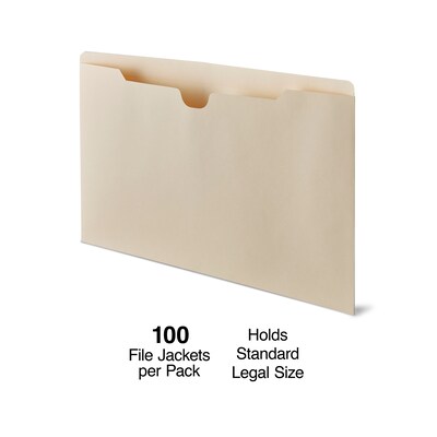Staples® Reinforced File Jackets, Flat, Legal Size, Manila, 100/Box (TR418210)
