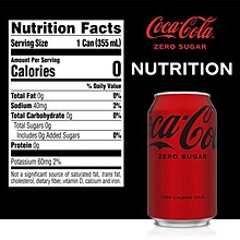 Coca-Cola Zero Sugar Diet Cola Soda, 12 Oz., 24/Carton (00049000042559)