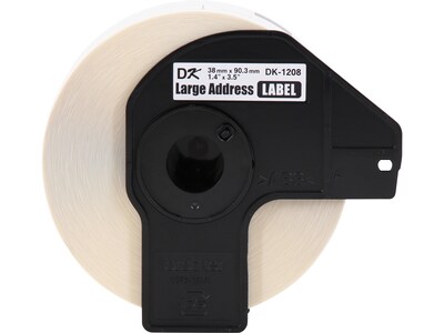 Brother DK-1208 Large Address Paper Labels, 3-1/2" x 1-4/10", Black on White, 400 Labels/Roll, 3 Rolls/Box (DK-12083PK)