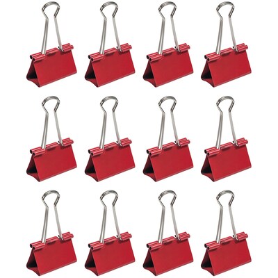JAM Paper® Binder Clips, Large, 41mm, Red Binderclips, 12/pack (340BCre)