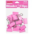 JAM Paper Colored Binder Clips, Medium,  5/8 Capacity, Pink, 15/Pack (339BCPI)