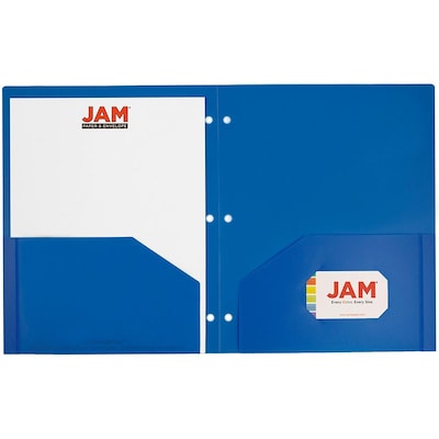 JAM Paper Heavy Duty 3-Hole Punched 2-Pocket Folder, Multicolored, Assorted Colors, 6/Pack (383HHPRGBYPBL)