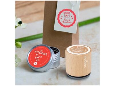 Woodies Stamp Kit, "Merry Christmas", Red Ink (071810KIT)