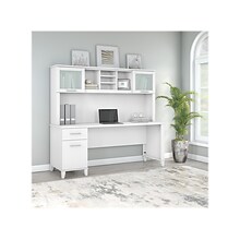 Bush Furniture Somerset 72W Office Desk with Drawers and Hutch, White (SET018WH)