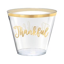 Amscan Thanksgiving Thankful Tumblers, Clear/Gold 30/Pack (350312)