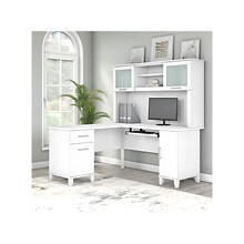 Bush Furniture Somerset 60W L Shaped Desk with Hutch, White (SET002WH)