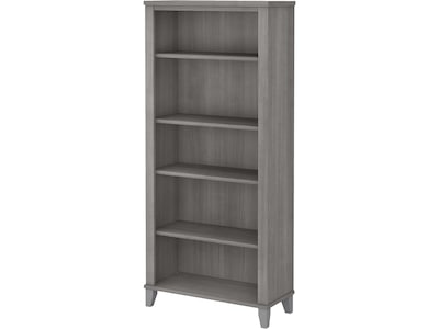 Bush Furniture Somerset 65H 5-Shelf Bookcase with Adjustable Shelves, Platinum Gray Laminate (WC812