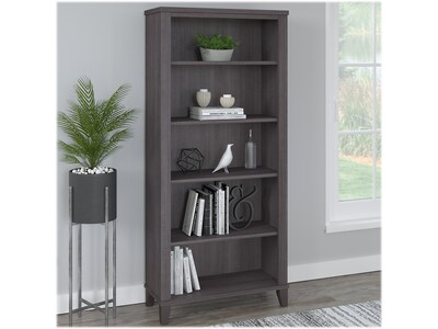 Bush Furniture Somerset 65H 5-Shelf Bookcase with Adjustable Shelves, Storm Gray Laminate (WC81565)