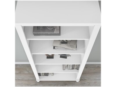 Bush Furniture Somerset 65"H 5-Shelf Bookcase with Adjustable Shelves, White Laminate (WC81965)