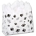 Bags & Bows 16 x 6 x 12 Polyethylene Gift Bags, White/Black, 100/Carton (268-160612-PAWS)