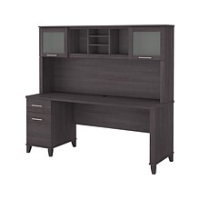 Bush Furniture Somerset 72W Office Desk with Drawers and Hutch, Storm Gray (SET018SG)