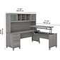 Bush Furniture Somerset 72"W 3 Position Sit to Stand L Shaped Desk with Hutch, Platinum Gray (SET015PG)