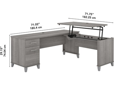 Bush Furniture Somerset 72"W 3 Position Sit to Stand L Shaped Desk, Platinum Gray (SET014PG)