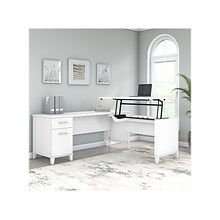 Bush Furniture Somerset 72W 3 Position Sit to Stand L Shaped Desk, White (SET014WH)