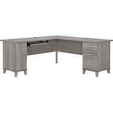 Bush Furniture Somerset 72W L Shaped Desk with Storage, Platinum Gray/White (WC81210K)