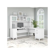 Bush Furniture Somerset 72W L Shaped Desk with Hutch, White (SET001WH)