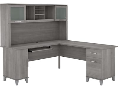 Bush Furniture Somerset 72W L Shaped Desk with Hutch, Platinum Gray (SET001PG)