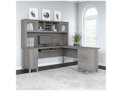 Bush Furniture Somerset 72W L Shaped Desk with Hutch, Platinum Gray (SET001PG)