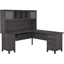 Bush Furniture Somerset 72W L Shaped Desk with Hutch, Storm Gray (SET001SG)