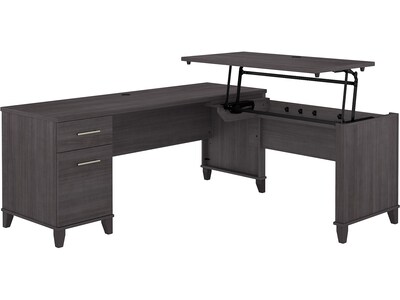 Bush Furniture Somerset 72W 3 Position Sit to Stand L Shaped Desk, Storm Gray (SET014SG)