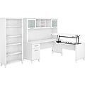 Bush Furniture Somerset 72W 3 Position Sit to Stand L Shaped Desk with Hutch and Bookcase, White (S