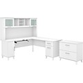 Bush Furniture Somerset 72W L Shaped Desk with Hutch and Lateral File Cabinet, White (SET009WH)