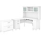 Bush Furniture Somerset 60"W L-Shaped Desk with Hutch and Lateral File Cabinet, White (SET008WH)