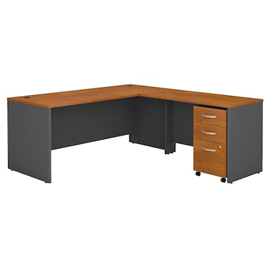 Bush Business Furniture Westfield 72W L Shaped Desk with 48W Return and Mobile File Cabinet, Natural