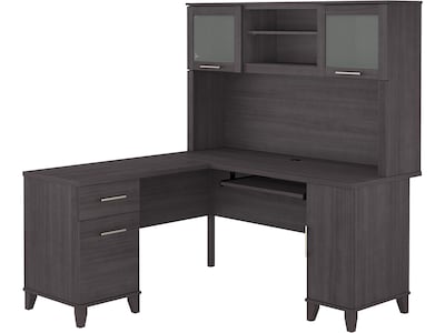 Bush Furniture Somerset 60W L Shaped Desk with Hutch, Storm Gray (SET002SG)