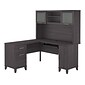 Bush Furniture Somerset 60"W L Shaped Desk with Hutch, Storm Gray (SET002SG)