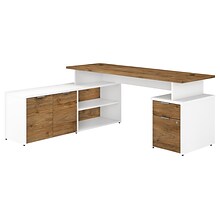Bush Business Furniture Jamestown 72W L Shaped Desk with Drawers, Fresh Walnut/White (JTN009FWWHSU)