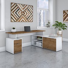 Bush Business Furniture Jamestown 72W L Shaped Desk with Drawers, Fresh Walnut/White (JTN009FWWHSU)