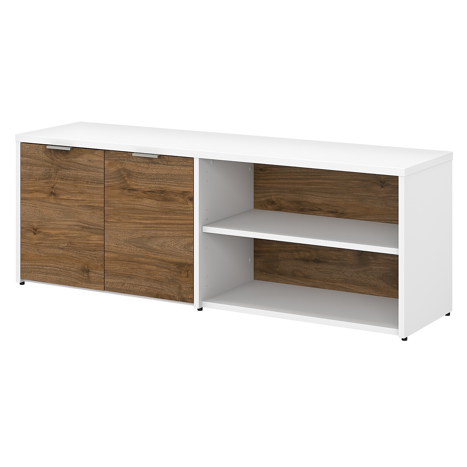 Bush Business Furniture Jamestown 21.2 Low Storage Cabinet with 4 Shelves, Fresh Walnut/White (JTS160FWWH)