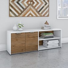 Bush Business Furniture Jamestown 21.2 Low Storage Cabinet with 4 Shelves, Fresh Walnut/White (JTS1