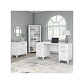 Bush Furniture Somerset 60W Office Desk with Lateral File Cabinet and 5 Shelf Bookcase, White (SET0