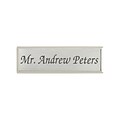 Custom Engraved Silver Metallic Badge, 1 x 3